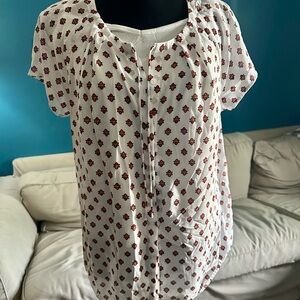 Liz Claiborne White Short Sleeve Relaxed Blouse